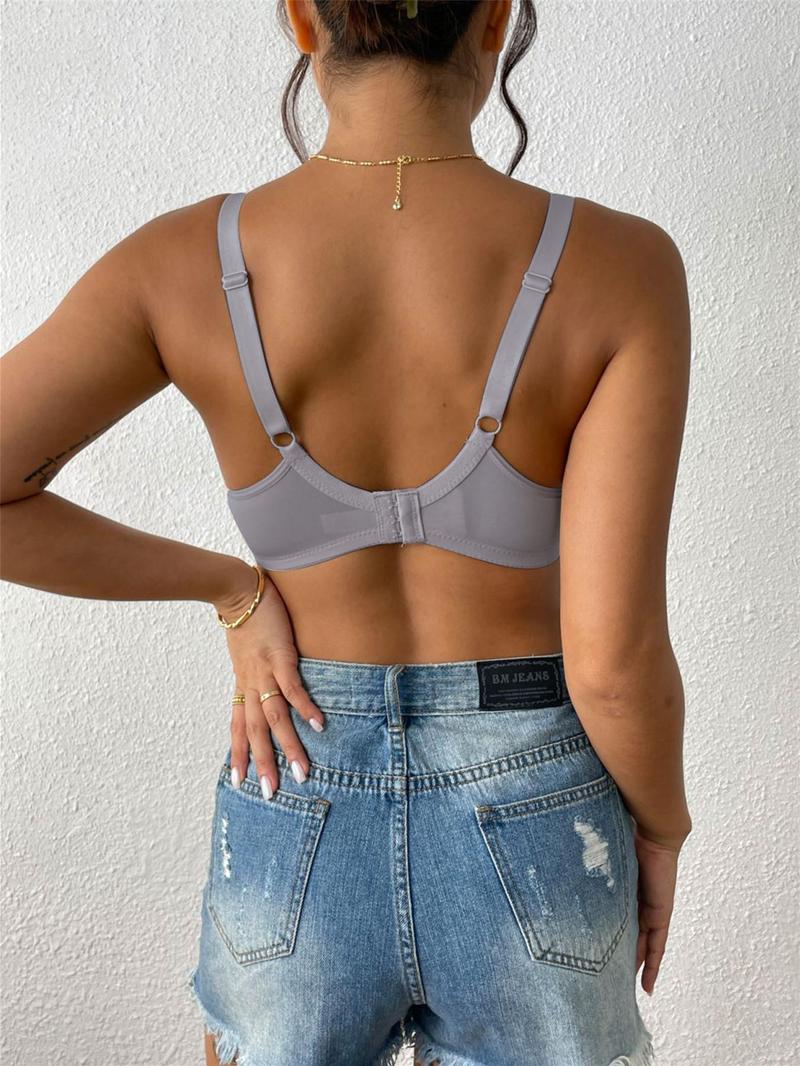 Product Introduction of Women's Solid Color Lace Push Up Bra, Elegant Breathable Comfortable Underwire Bra for Daily Wear, Women's Lingerie for All Seasons 8