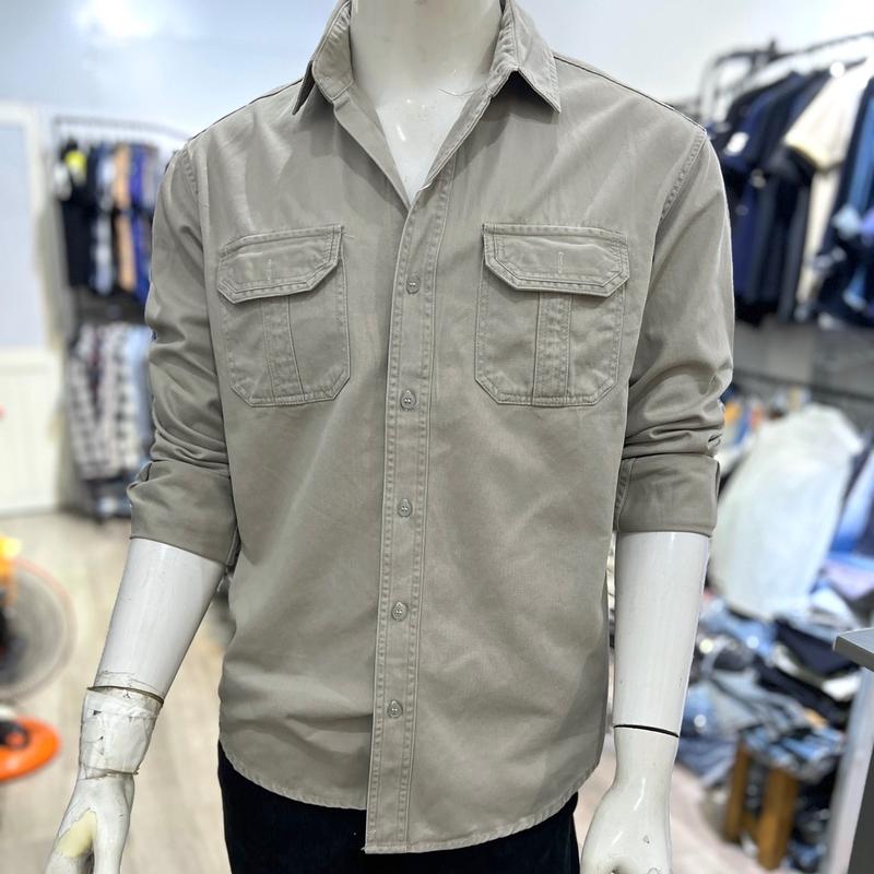 Áo Sơmi nam chất kaki kiểu 2 túi dày dặn Slimfit Nhung Kem XXL Menswear