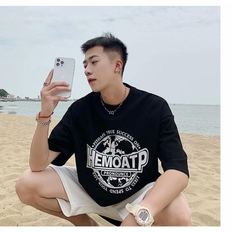 Áo Thun In Hình, Chất Lượng Cao, ngắn Tay Nam, Thương Hiệu Thời Trang Mùa Hè 2024, Hợp Xu hướng, Phong Cách Harajuku Đơn Giản, Tay Lửng Dáng Rộng Vừa Vặn, Tay Lửng 0