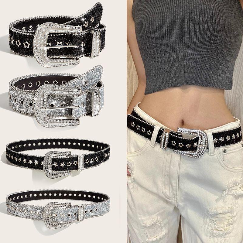 Thắt Lưng Phong Cách Punk, Mỹ, Y2K, Cô Gái Nóng Bỏng, Với Đồ Trang Trí Kim Sa Và Đính Đá