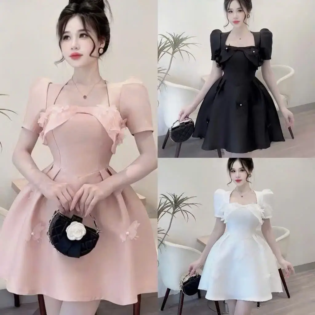 Đầm Nữ Dự Tiệc Thiết Kế Cổ Vuông Đính Phụ Kiện Dáng Ngắn Chất Tapta Sang Chảnh Dịu Dàng Tôn Dáng Phù Hợp Với Mọi Lứa Tuổi, Phù Hợp Mọi Phong Cách.