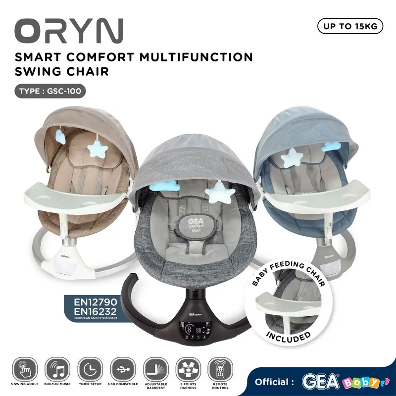 GEA BABY ORYN Baby Automatic Swing Chair GSC-100 / Ayunan Bayi / Bouncer bayi 0