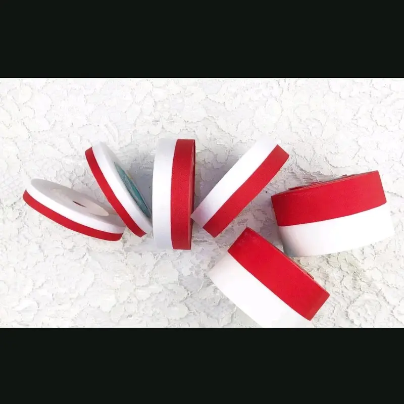 1 Roll Kain Satin Merah Putih/Pita Satin Merah Putih 2