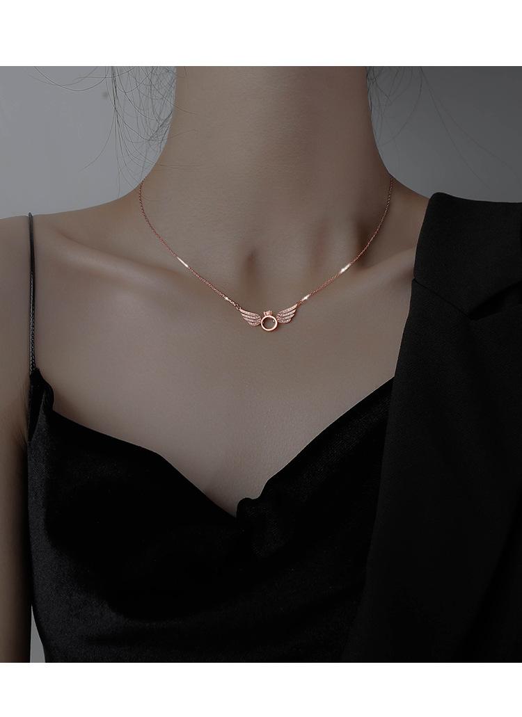 Product Introduction of Angel Wing Diamond Pendant Necklace, Wings Can Move, Elegant Collarbone Chain For Women 6