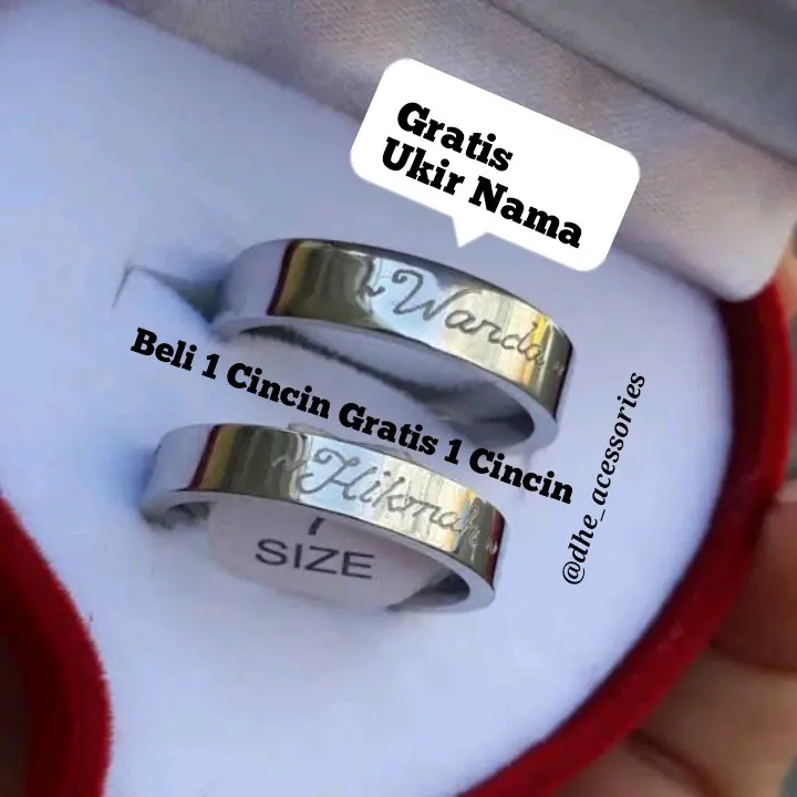 Cincin Titanium Silver Couple Ukirnama/Antikarat Rings