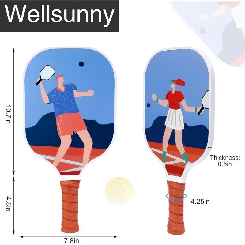 Bộ Mái Chèo Pickleball, Wellsunny, 2 Chiếc, Vợt Pickleball Chuyên Nghiệp, Với 4 Quả Bóng, 2 Khăn Tắm Và 1 Túi Pickleball, Mái Chèo Pickleball Sợi Thủy Tinh, Thích Hợp Cho Người Mới Bắt Đầu, Quà Tặng Thể Thao 1