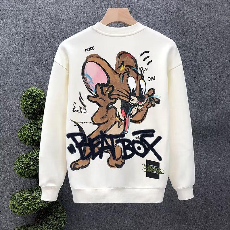 Áo nỉ Nam Họa Tiết Thu Đông Phong Cách Hàn Quốc Mới Cổ Tròn Dáng Rộng Vừa Vặn Phong Cách Hồng Kông Hợp Xu hướng Xu Hướng Áo Len Mùa Xuân Thu 2025