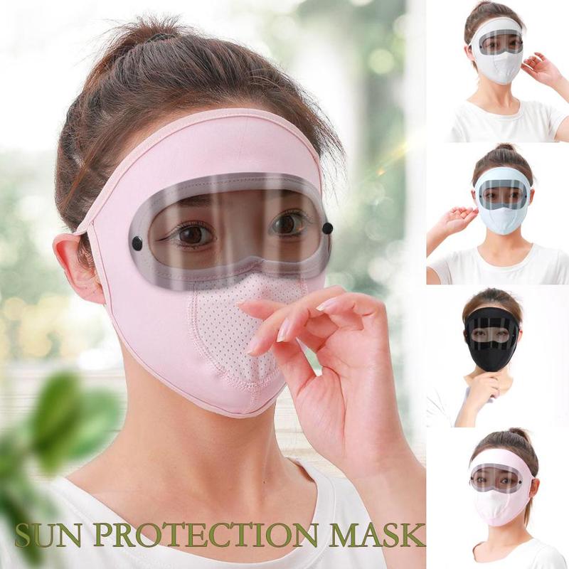 Product Introduction of Breathable Sunscreen Mask With Hat Brim Ice Silk Sunshade Men Women Cycling Cover Full Face Mask 17