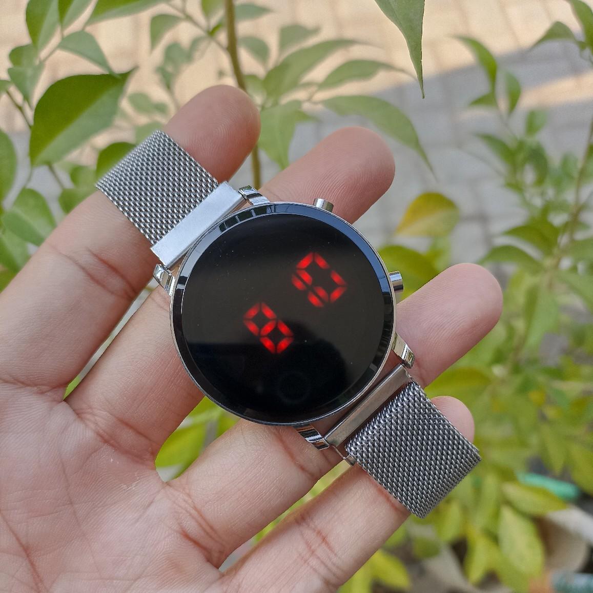 JAM LED WATCH MAGNET DIGITAL Stainless Elegan Wanita