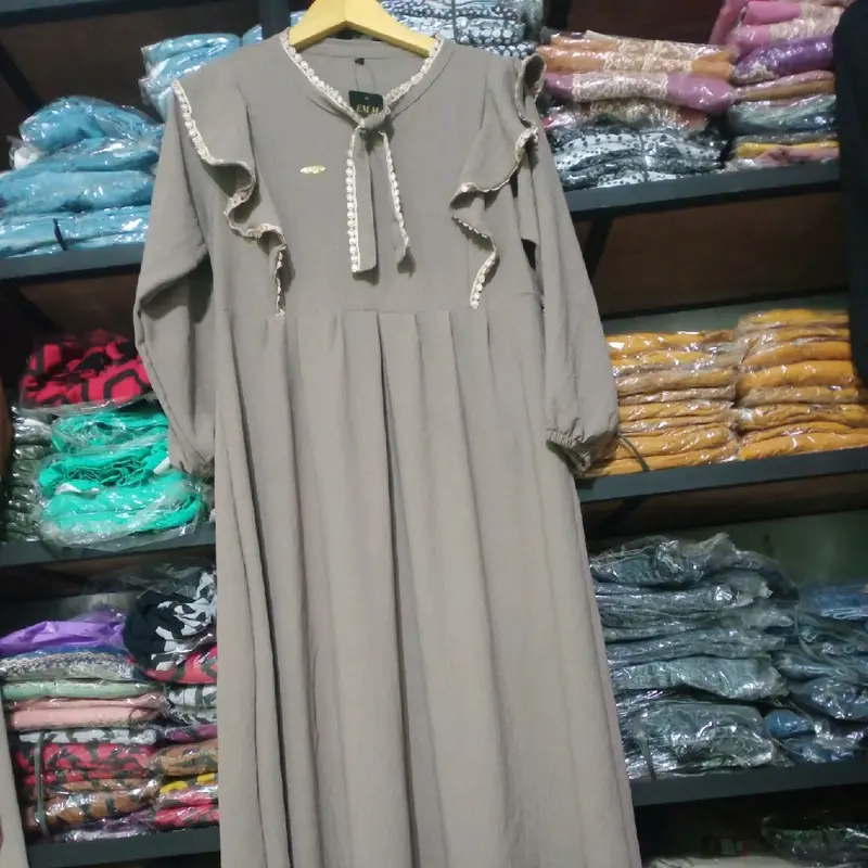 Gamis Maura Renda Bahan Crincle Airflow Premium Dress Wanita Crinkle Airflow Premium Polos 3