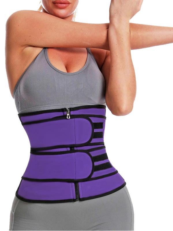 Women's Solid Zip Front Waist Trainer, Corset, Trimmer Belt, Waist Cincher, Tummy Control Shaper, Waist Trimmer, Yoga & Fitness Equipment, Please Purchase One Size Smaller 0