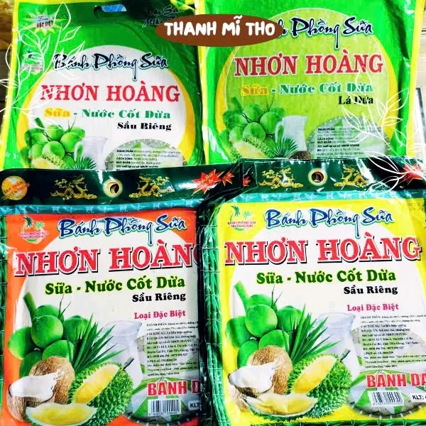 [Giá tận lò] Combo 3 túi bánh phồng sữa (400g/túi) 2 vị sầu riêng, 1 vị lá dứa, thơm ngon, béo ngọt Đặc sản Tiền Giang, 10 bánh mỗi túi Food Snack Ăn vặt Thức Ăn Cay Nho 7