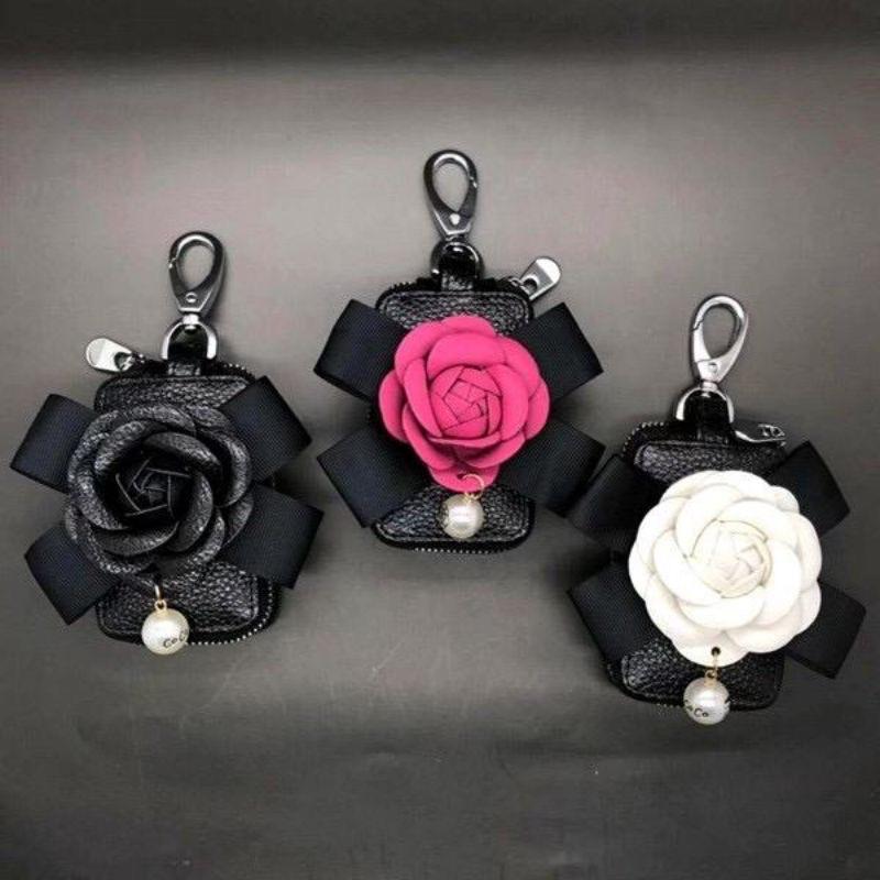 Gantungan Sarung Dompet Kunci DAD Bunga Flower Passion Persegi Kulit Premium Series 0