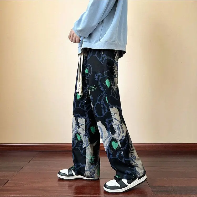 Autumn Dopamine Wide-Leg Pants for Men, Trendy Brand, Small Design, New Style, Student Straight Loose Casual Versatile Long Pants wide  ribcage  outfit celana  maharani  kemala celana  kulot  lope  lope