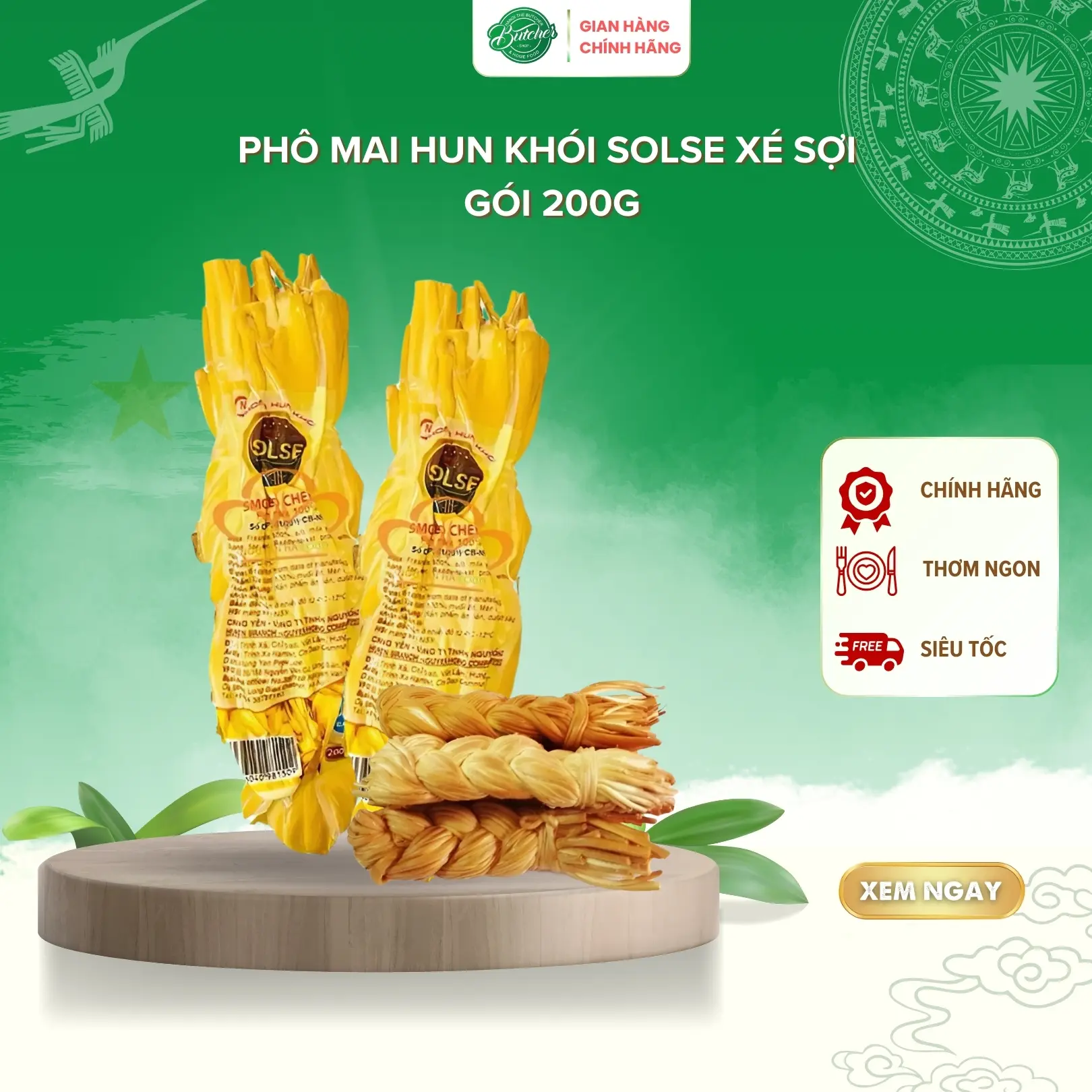 Phô mai dây sợi hun khói Nga 200g