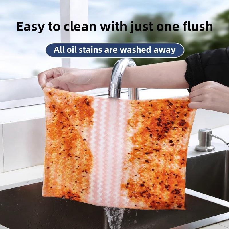 Kitchen Cleaning Cloth Towel Dishwashing Cloth Household Lazy Glass Table Cleaning Non-Shedding Absorbent Non-Greasy microfiber  cloth 1