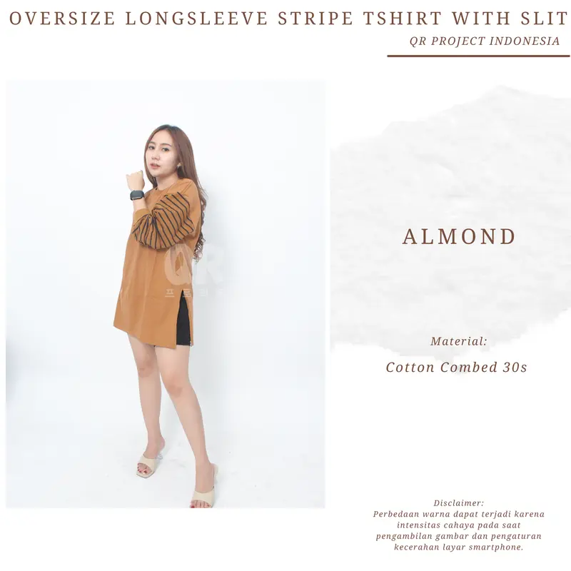 QR PROJECT ID - KAOS POLOS OVERSIZE LENGAN PANJANG STRIPE SALUR WITH SLIT 1