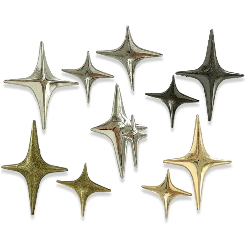 (This is a Gift, Random Color) Universal Cross Star Brooch for Clothes and Bags with Gold Pin Collar Decoration Four-Pointed Star Badge