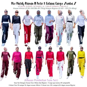 Mix Atasan N Petir dan Cargo Zumba 16 Warna Baju Atasan bahan Spandek Polyster dan Celana Cargo Bahan Parasut Untuk Olahraga Zumba Gym Poundfit Running Cycling