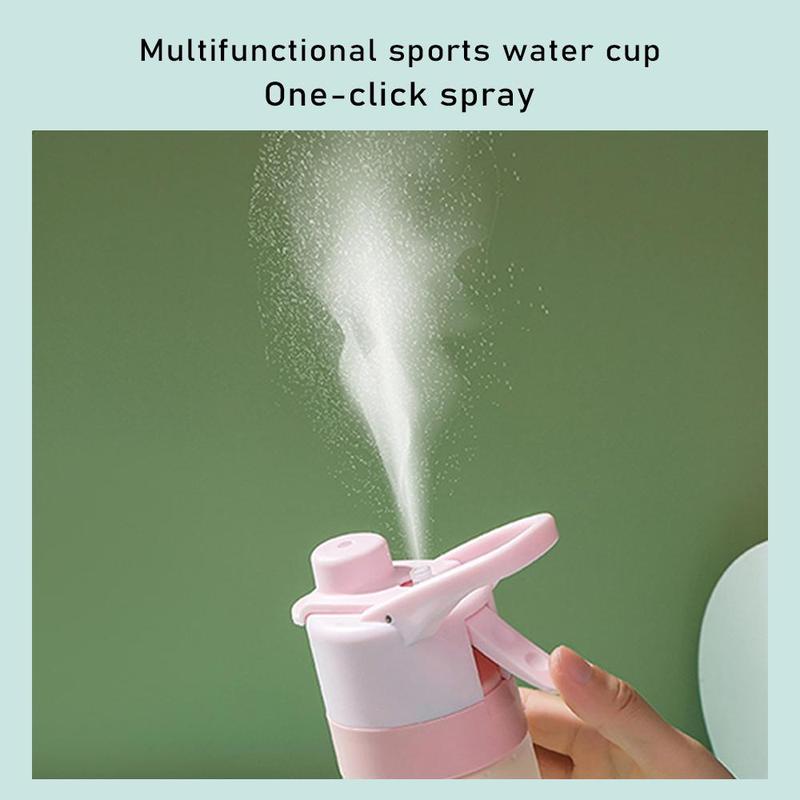 650ml Water Bottle, Large Capacity Spray Water Bottle with Handle, Drinking Cup for Outdoor Sports Office School 4