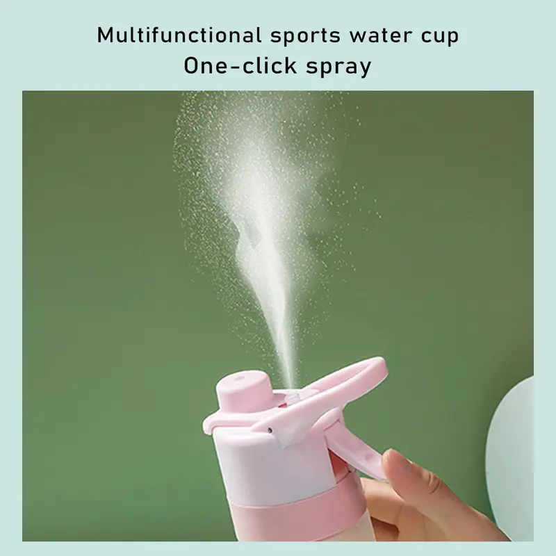 650ml Water Bottle, Large Capacity Spray Water Bottle with Handle, Drinking Cup for Outdoor Sports Office School 4