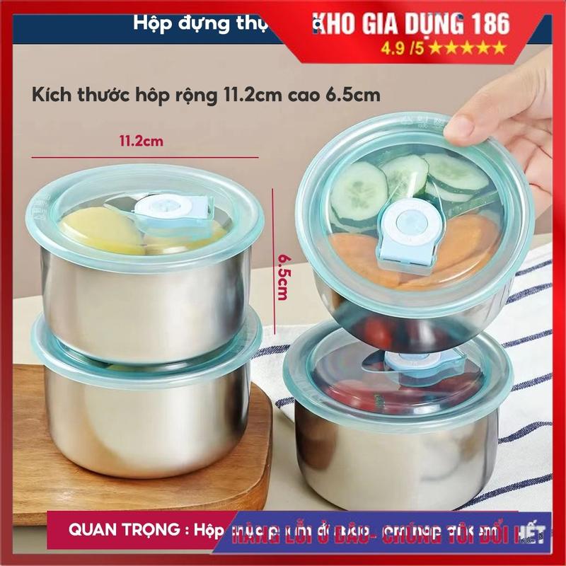 Combo 5 Hộp đựnġ thực phẩm tủ lạnh cỡ nhỏ bằng Inox có nắp đậy kín khí Hộp đựnġ thức ăn đựng đồ tiện lợi đựng thực phẩm duy trì sự tươi mới