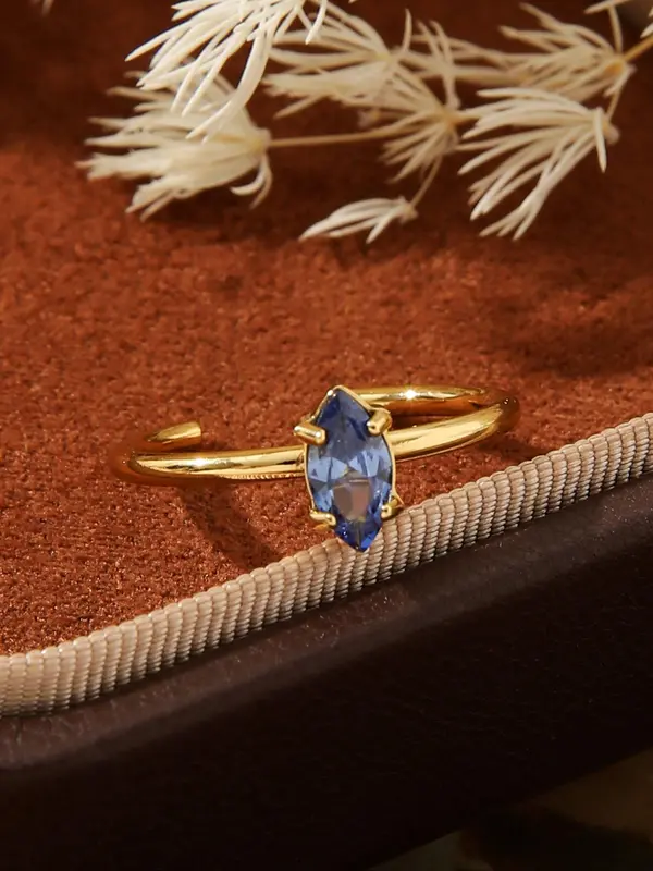 Artificial Zircon Decorated Cuff Ring, Fashion Jewelry for Party, Daily Clothing Decor, Trendy All-match & Exquisite Jewelry for Birthday Gift 2