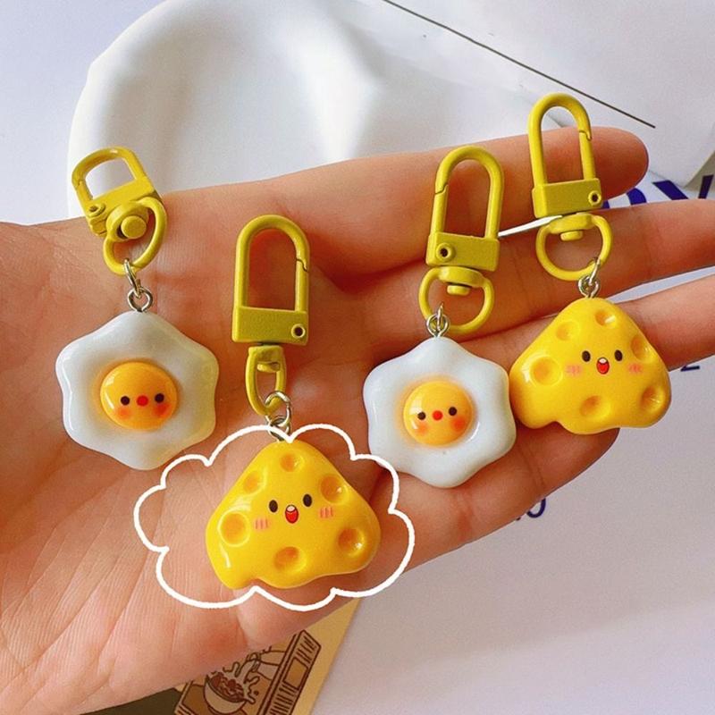Product Introduction of Car Accessories Poached Egg/Cheese Cute Keychain Resin Handbag Decoration Bag Pendant Girlfriends Gift Cartoon Hanging Ornament 10