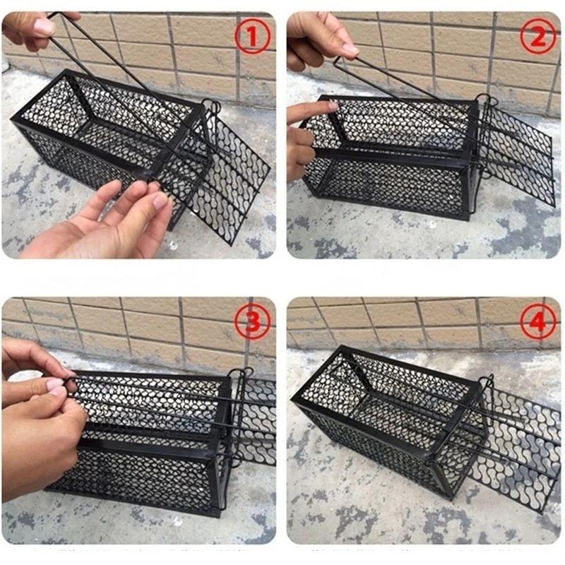 Product Introduction of Smart Self-locking Mousetrap Safe Firm Iron Net Household Mouse Catcher Metal Reusable Humane Indoor Outdoor Rat Trap Rat Cage 7