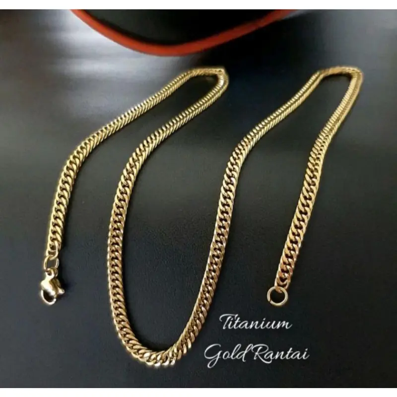 Kalung Titanium Rantai Pria Silver Anti Karat Hitam Stainless Tipe 316L - Aksesoris Fashion Unik dan Keren - Kulit 4