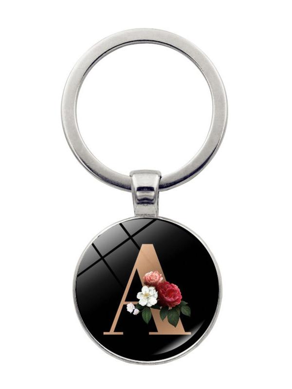 Fashion Colorblock Letter & Flower Pattern Metal Keychain For Men & Women, Fashion All-match Accessory, Trendy Accessories for Daily Life 2