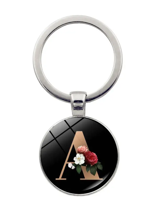 Fashion Colorblock Letter & Flower Pattern Metal Keychain For Men & Women, Fashion All-match Accessory, Trendy Accessories for Daily Life 2