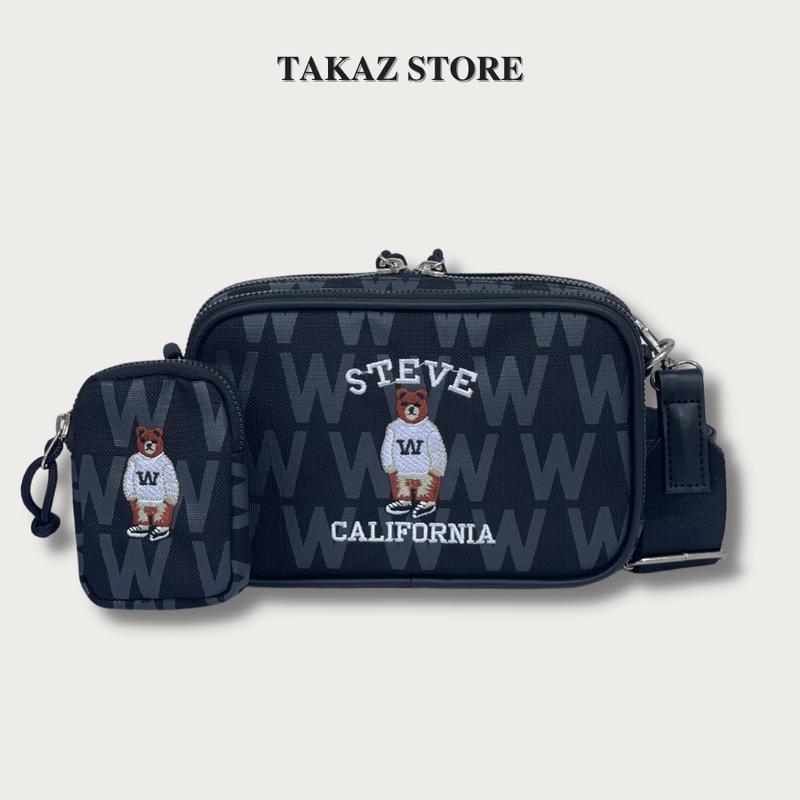  Túi đeo chéo nam nữ họa tiết in W thêu Gấu Trắng size 18cm phong cách 2023 Bag Đeo Vai Hoa tui  who 