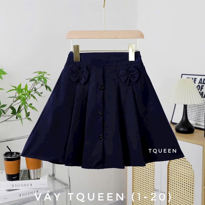 Chân váy nữ xòe có nơ 3 nút- Đồng phục học sinh