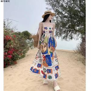 เดรสยาว สไตล์ไทย มาใหม่ พิมพ์ลายสีสันสดใส ไม่มีสายหนัง เดรสสายเดี่ยว เหมาะสำหรับวันหยุด