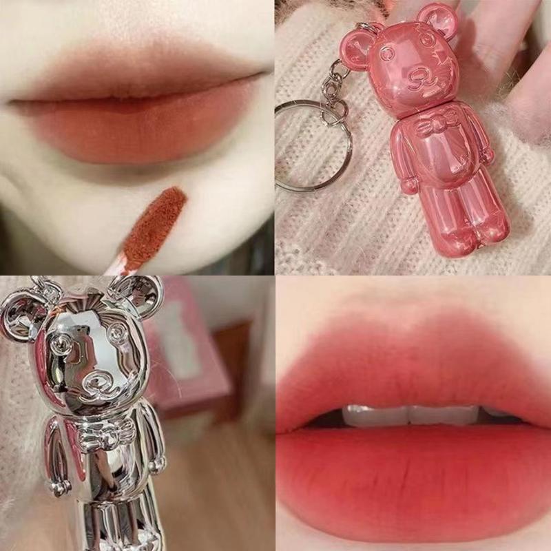  Móc Khóa COD-Bear Son Môi Nhung Lì Bùn Môi   Son Kem Bóng Son Môi Lì Mặt Dây Chuyền Hoạt Hình Trang Điểm Lâu Trôi 24 Giờ Dưỡng Ẩm Lâu Dài Dưỡng Ẩm Làm Đầy Đặn Đồ Chơi Phụ Kiện 