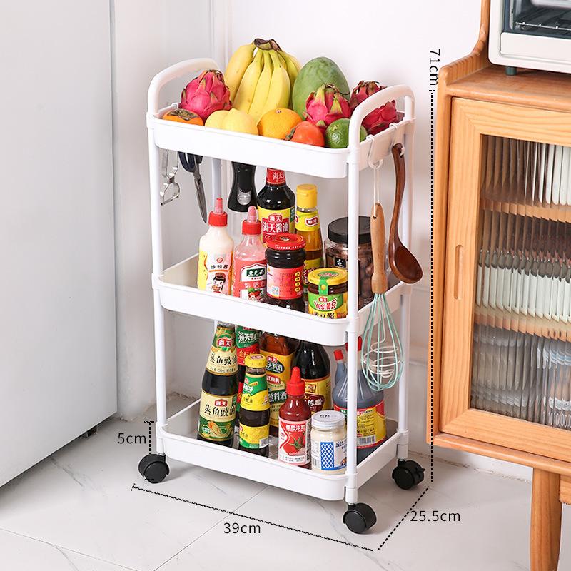 Product Introduction of Bookshelf Floor-standing Movable Household Simple Multi-layer Snack Storage Rack Reading Bookshelf with Wheels Multi-functional 21