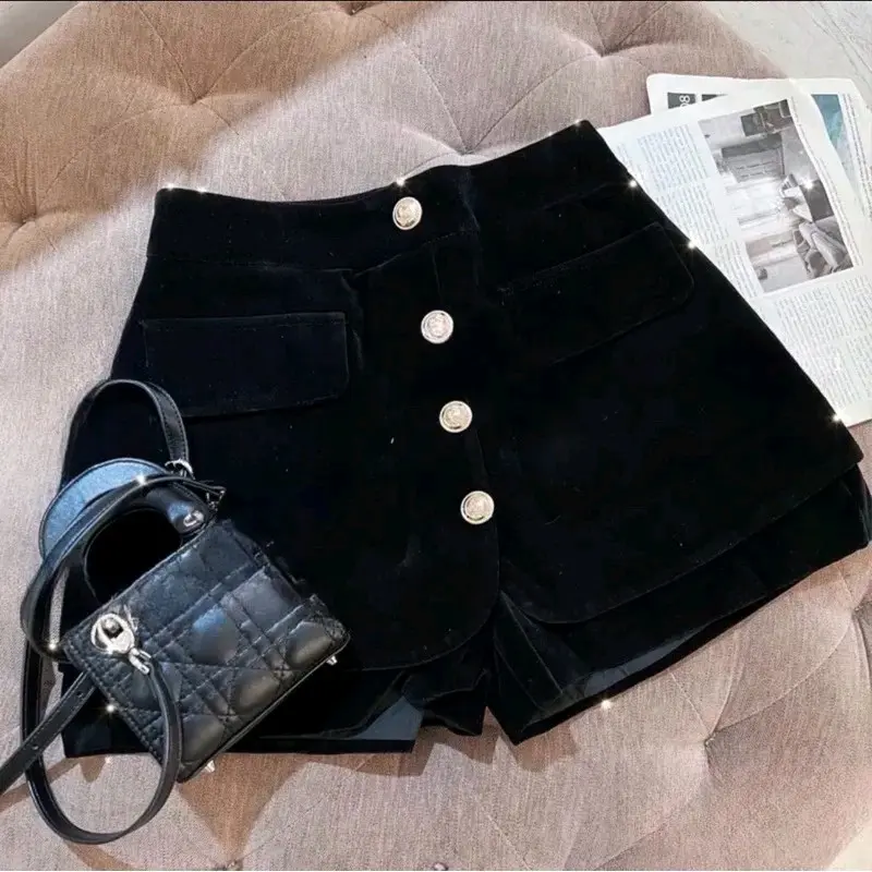 quần short giả váy nhung mịn 4cúc dọc siêu hot quần dạ quần sooc Nữ Women 2