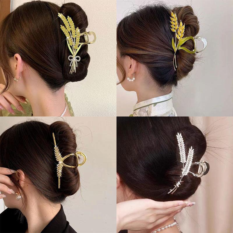 Kẹp Tóc, Thiết Kế Gai Lúa Mì, Cao Cấp, Kẹp Tóc Càng Cua Búi Tóc Sau Đầu, Dành Cho Nữ, Cỡ Lớn, Thanh Lịch, Kẹp Cá Mập, Phụ Kiện Tóc, Thích Hợp Cho Mùa Hè 2
