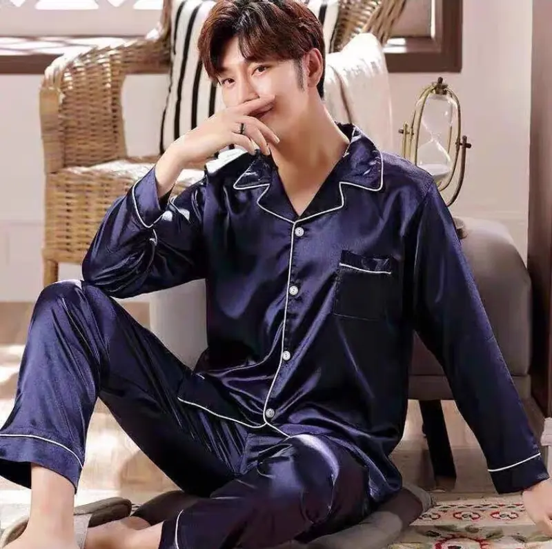 Baju tidur piyama cowok cewek bahan satin  Celana Panjang Polos 1