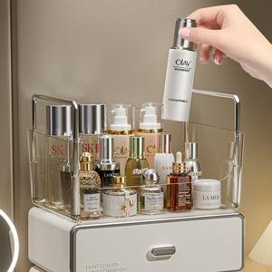 Kotak Penyusun Solek, Rasa Mewah Tinggi, Desktop, Meja Solek, Sesuai untuk Gincu, Pensel Kening dan Produk Penjagaan Kulit, Kapasiti Besar, Rak untuk Penyimpanan Supplies kelabu (50 * 40 * 30cm) kotak & tong penyimpanan