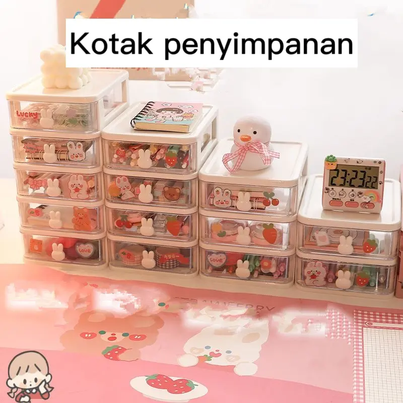 Rak Meja Laci Penyimpanan Susun Serbaguna Desktop Drawe/Kotak penyimpanan Plastik