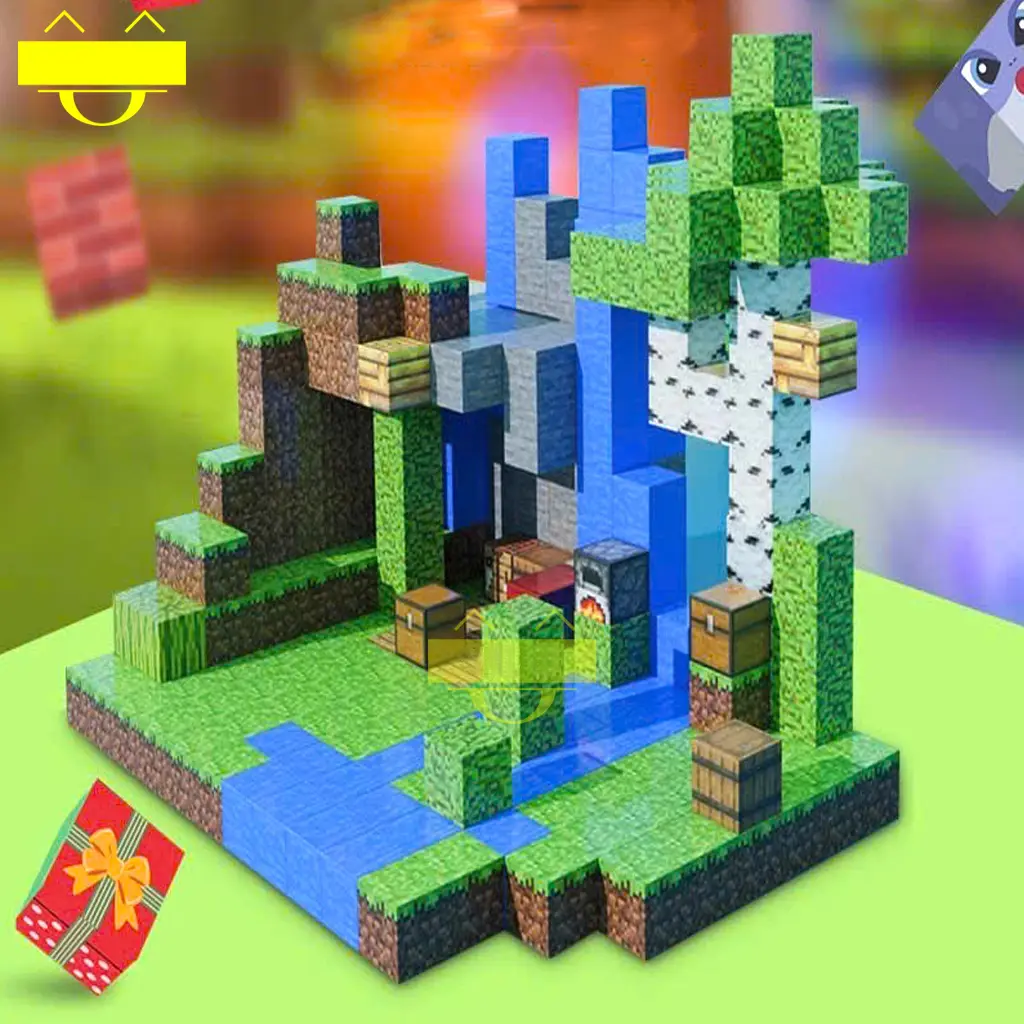 Đồ chơi xếp hình nam châm mạnh mẽ cho trẻ em, bộ khối Minecraft hoàn chỉnh đồ chơi lắp ráp giáo dục cho bé trai và bé gái.