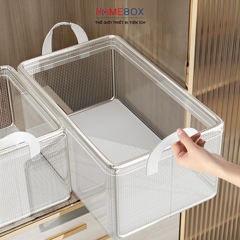  Hộp Đựng Quần Áo Khung Thép Trong Suốt Chắc Chắn Túi Vải Đựng Đồ Sắp Xếp Gọn Gàng Giỏ Quần Áo 
