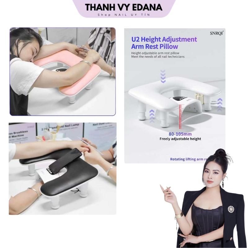 Gối kê tay làm nail đệm da cao cấp có thể điều chỉnh cao thấp