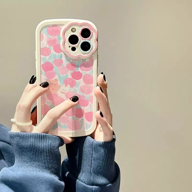 เคสโทรศัพท์ ลายการ์ตูนสีชมพู ทนต่อการตก สำหรับ iPhone 14 13 12 11 Pro Promax Xs X XR