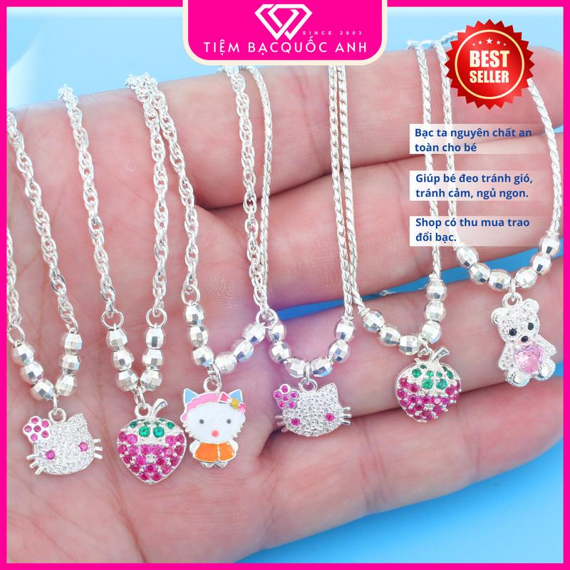 Dây chuyền bạc phối mặt xinh xắn cho bé gái bé trai, thiết kế đẹp xinh, ngăn phong tránh gió - chất liệu bạc ta S950