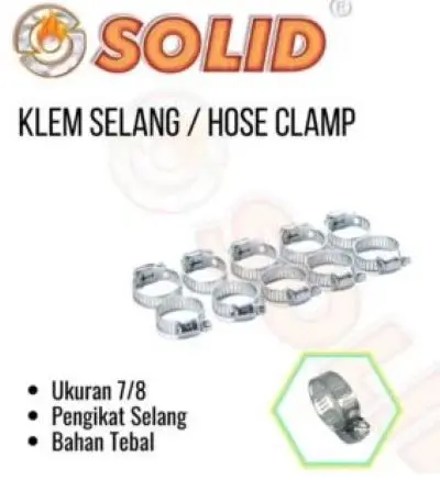 Hose Clamp Solid Stainless Pengunci Klem Ring Selang gas 7/8" inch 1