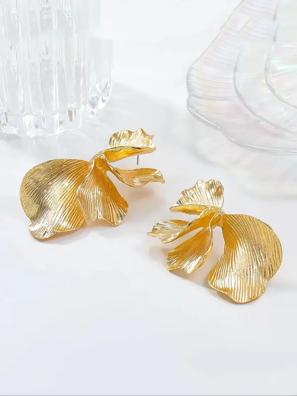 Irregular Petal Design Dangle Earrings, Fashionable Jewelry for Women, Daily Clothing Decor, Trendy All-match & Exquisite Jewelry for Birthday Gift 2