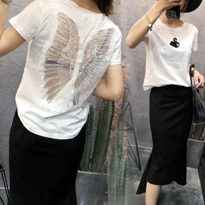 Product Introduction of Áo Phông Mùa Hè, European Station, Phong Cách Hàn Quốc Mới, Dáng Rộng Vừa Vặn, Ngắn Tay, Dành Cho Nữ, Thiết Kế Lưng Đẹp, Áo Ren khoét Thời Trang, Phù Hợp 2